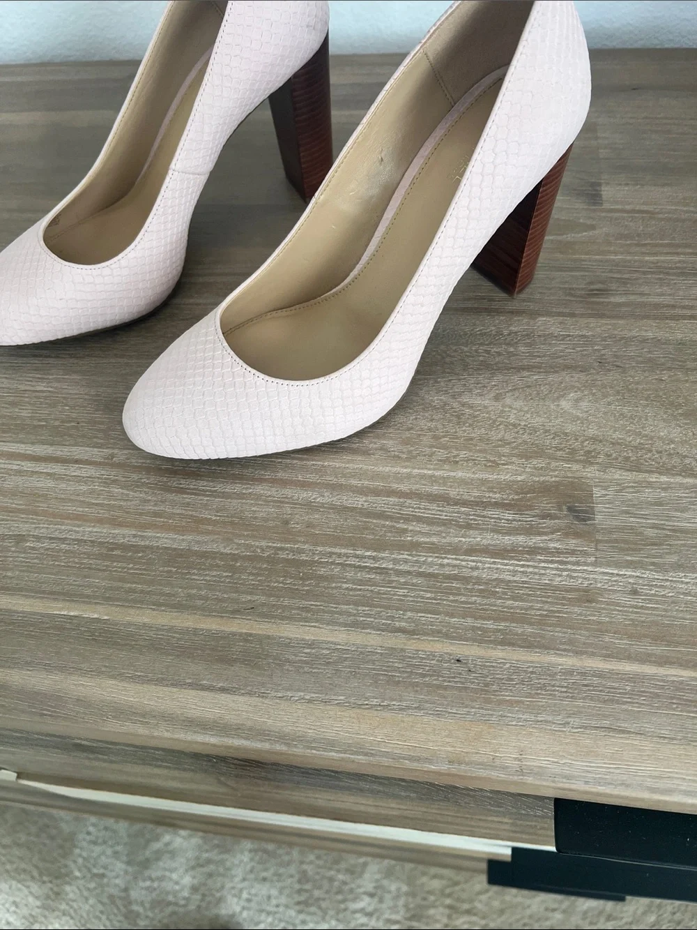 Michael Kors Textured Blush Pink Round-Toe Heels